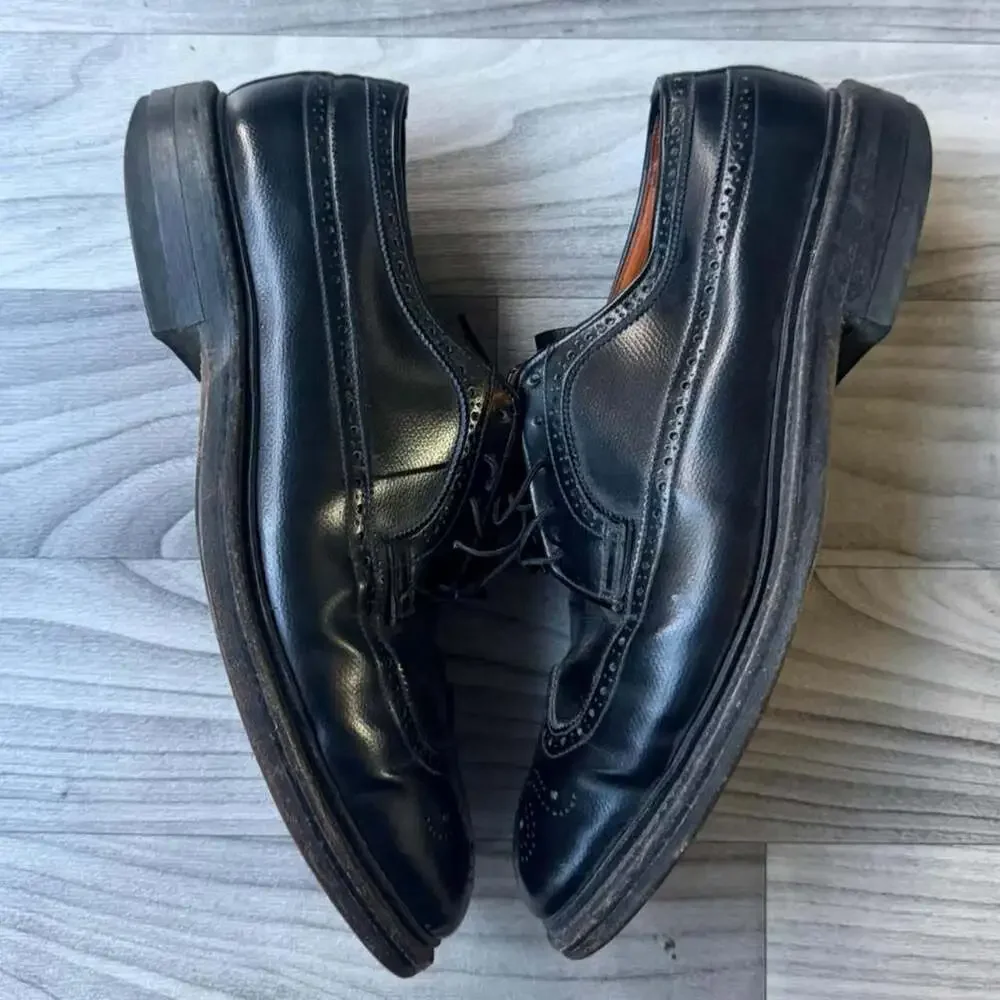 Vintage Thom McAn Master Black Leather Wingtip Oxford Dress Shoes